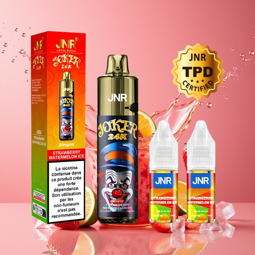 Suomi tukku JNR Joker 24K Puffs 2+10ml Refillable Pod 800mAh Type-C Charging Mansikka-Arbuusi-Jää