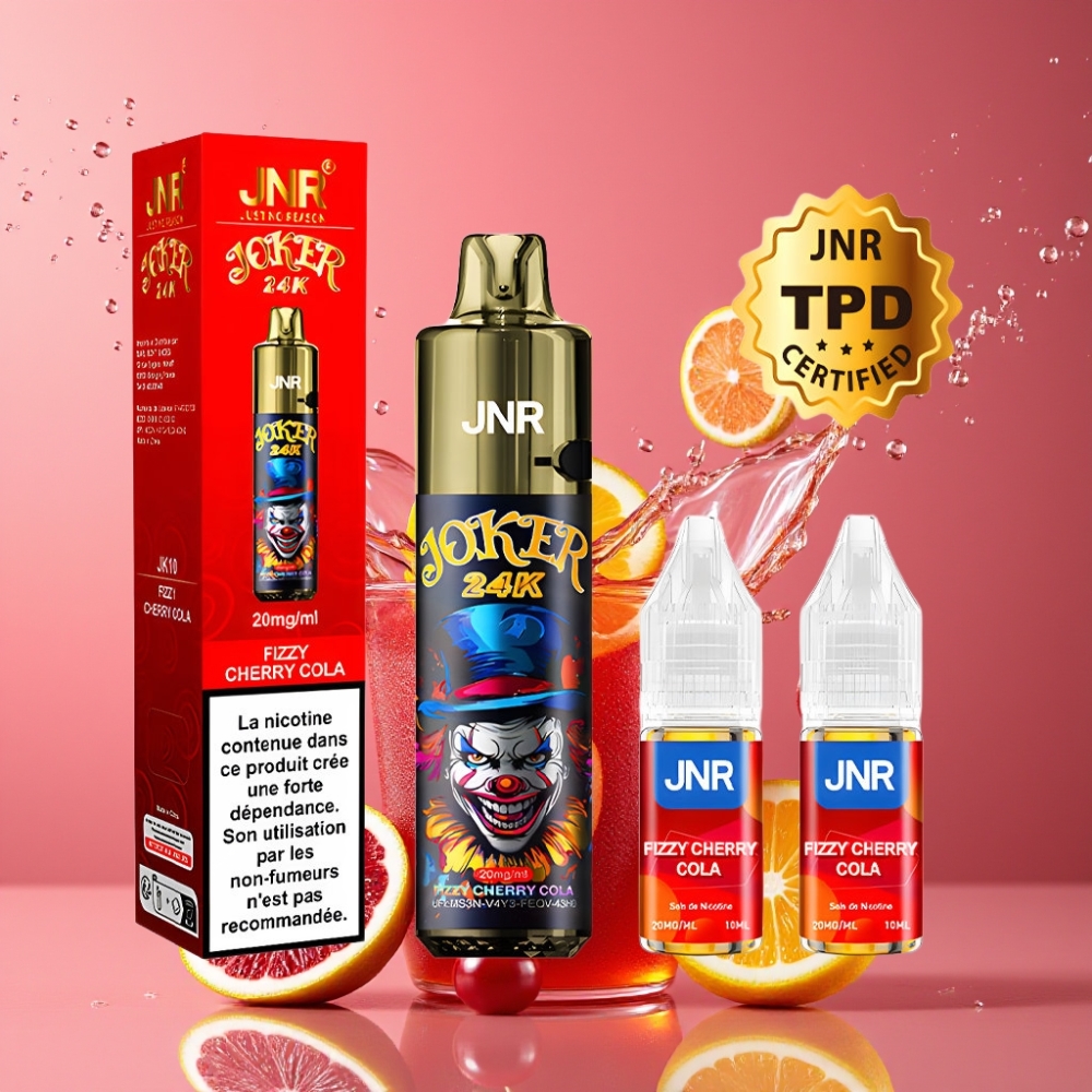 Suomi tukku JNR Joker 24K Puffs Disposable Vape 800mAh Type-C Fizzy Cherry Cola 2% Nikotiini