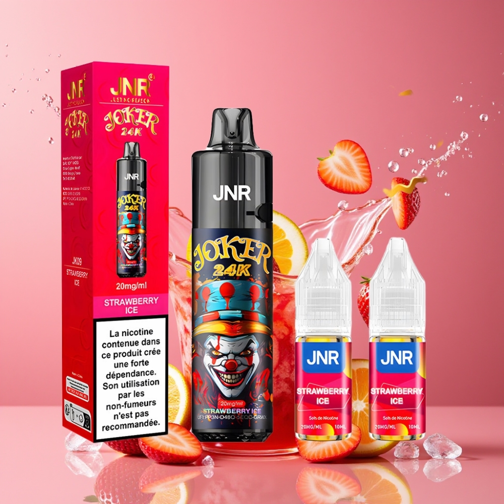 Suomi tukku JNR Joker 24K Puffs Disposable Vape Mansikkajää 2+10ml Refillable Pod 800mAh Type-C Charging 24000 Puffs