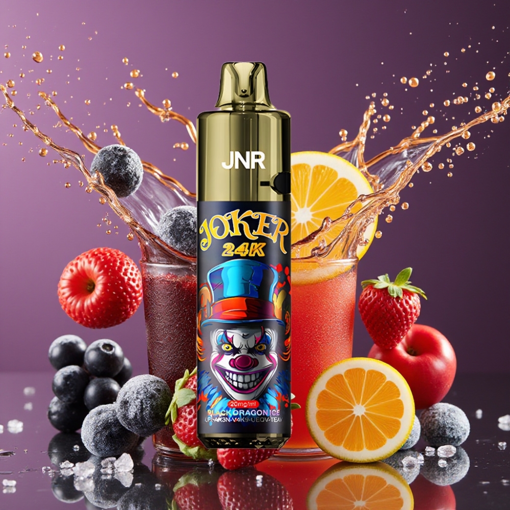 Suomi tukku JNR Joker 24K Puffs Disposable Vape Musta Lohikäärme Jää 2+10ml Refillable Pod 800mAh Type-C Charging 24000 Puffs 2% Nicotine