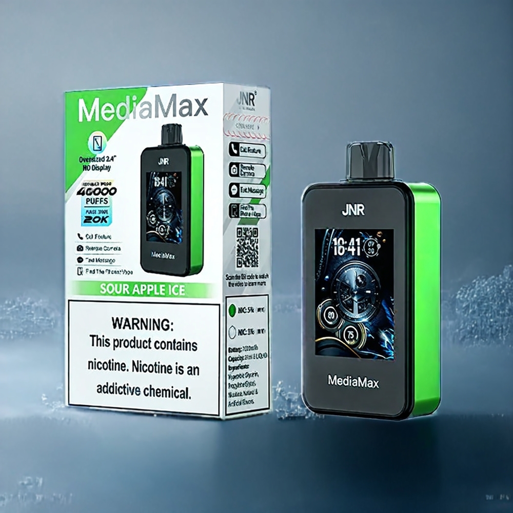 Suomi tukku - JNR MediaMax 40000 Puffs 1000mAh Type-C Sour Apple Ice 21mL Dual Mesh Coil 2.4