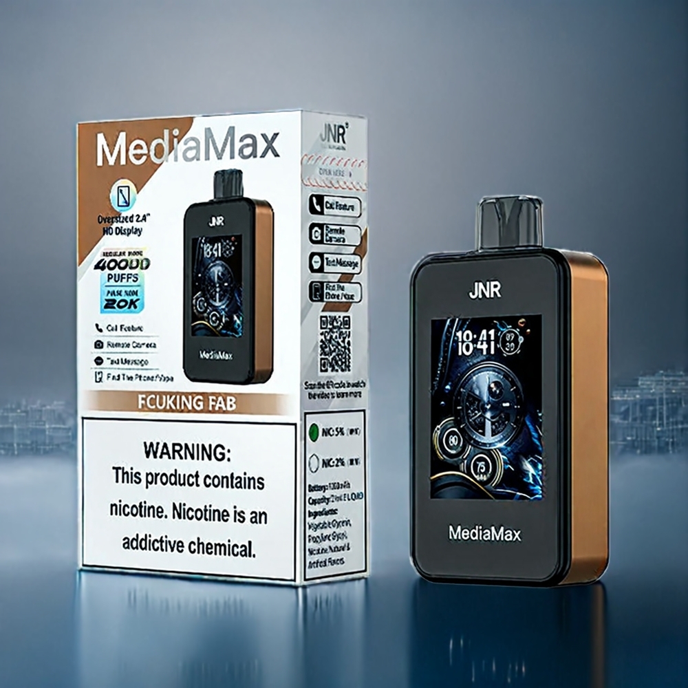 Suomi tukku JNR MediaMax 40000 Puffs 21mL 5% Dual Mesh Coil Type-C Quick Charge 2.4" HD Display