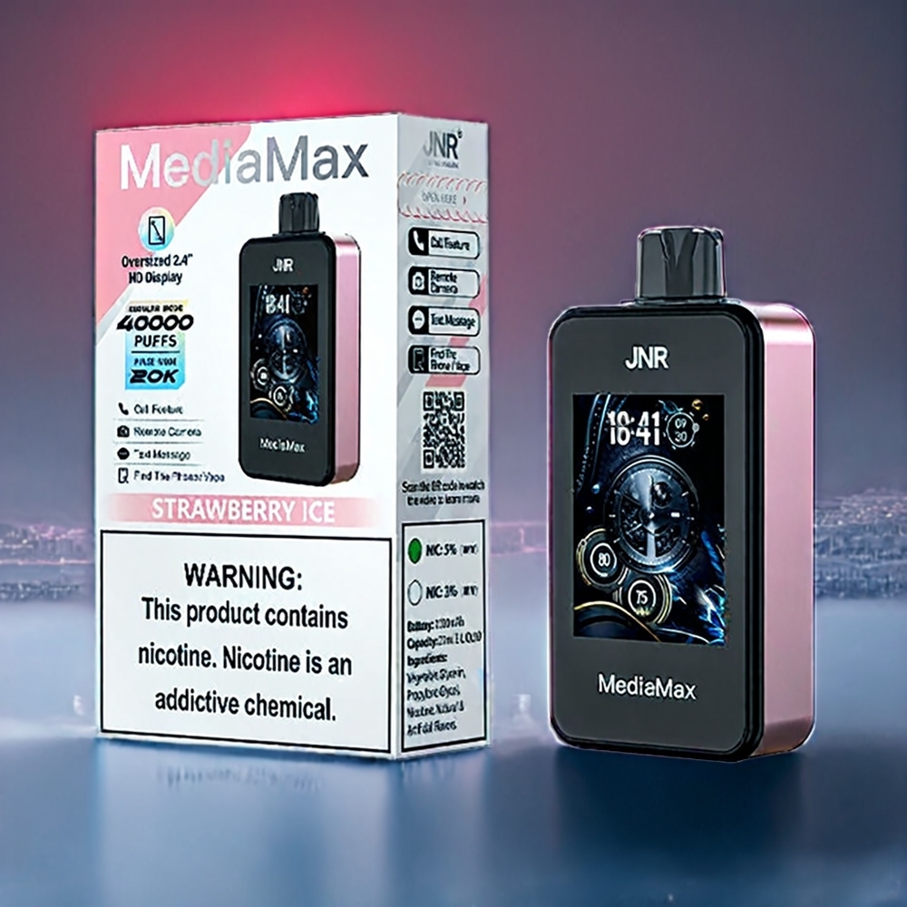Suomi tukku JNR MediaMax 40000 Puffs Mansikkajää 1000mAh Type-C 21ml Dual Mesh Coil 2.4