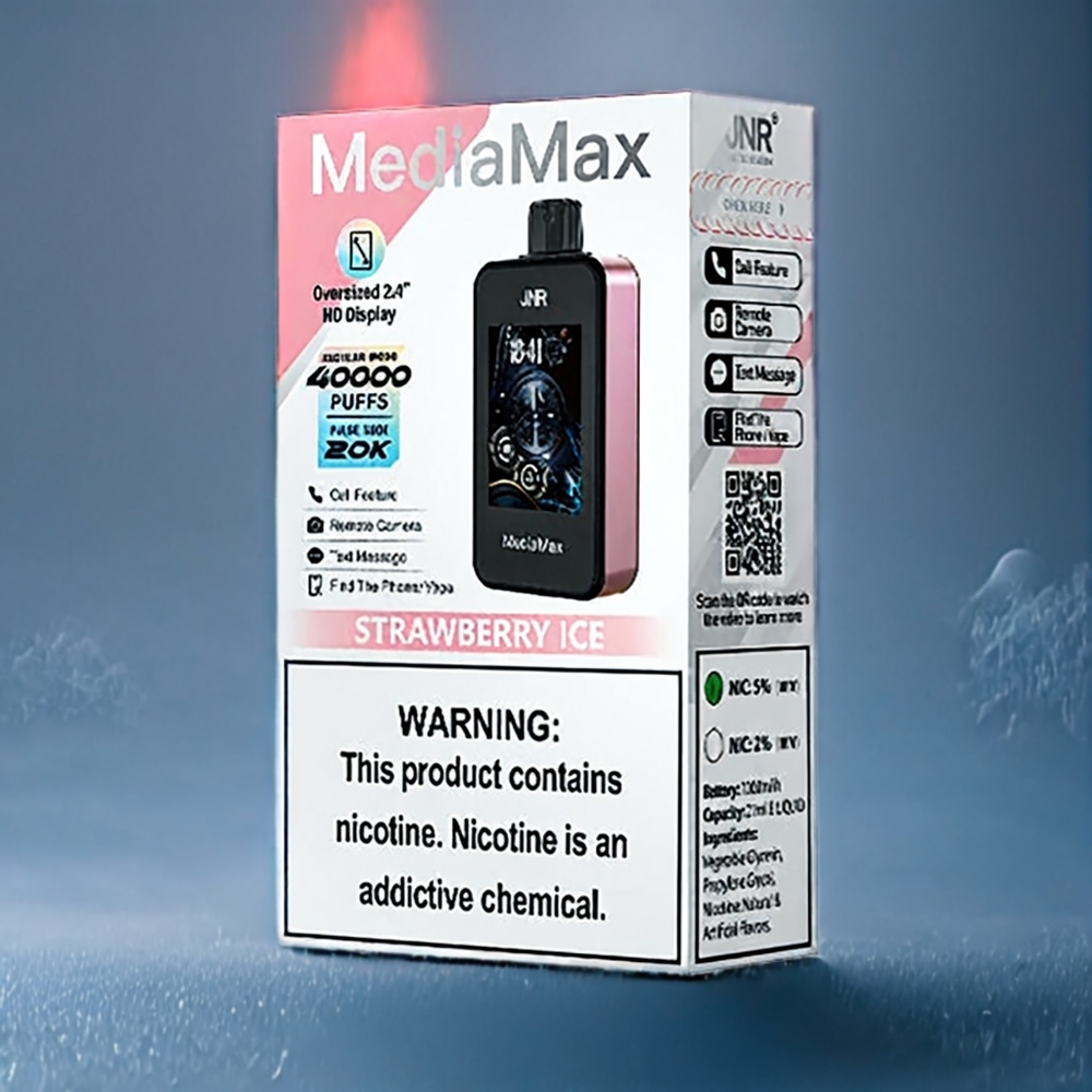 Suomi tukku JNR MediaMax 40000 Puffs Mansikkajää 1000mAh Type-C 21ml Dual Mesh Coil 2.4