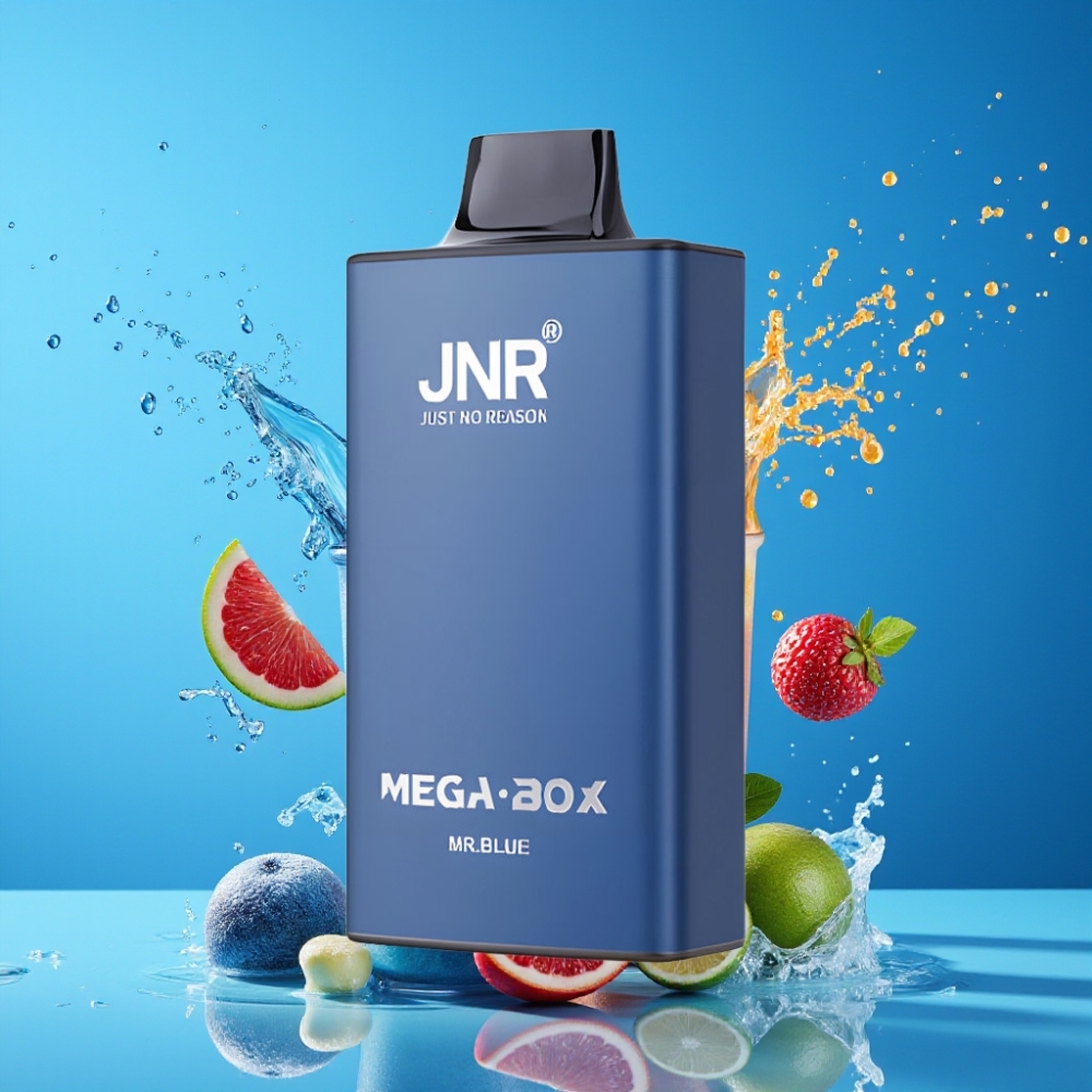Suomi tukku JNR Mega Box 25000 Puffs Disposable Vape Mr Blue – 30ml E-liquid, 850mAh Battery, Dual Mesh Coil, Type-C Charge