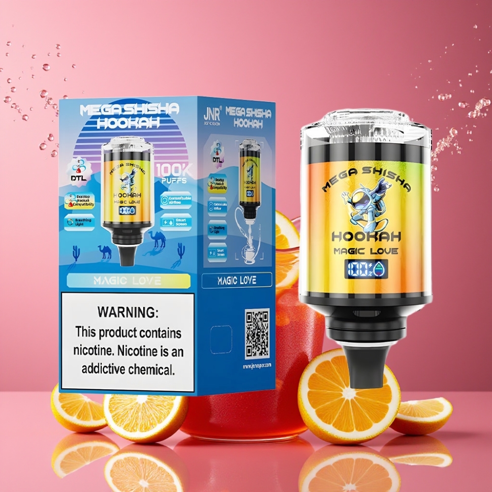 JNR Mega Shisha Hookah Suomi tukku - 100K Puffs, 60ml e-Liquid, 2200mAh, Type-C, Adjustable Airflow