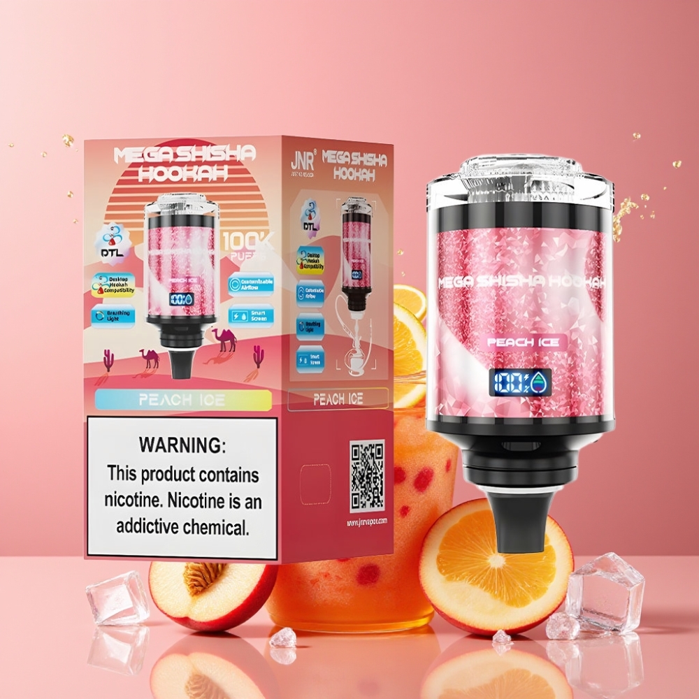 Suomi tukku JNR Mega Shisha Hookah 100K 60ml 2200mAh Type-C Peach Ice Desktop Compatibility