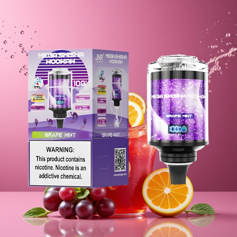 Suomi tukku JNR Mega Shisha Hookah 100K Desktop Compatibility 60ml 2200mAh Type-C Viinirypäle & Mint