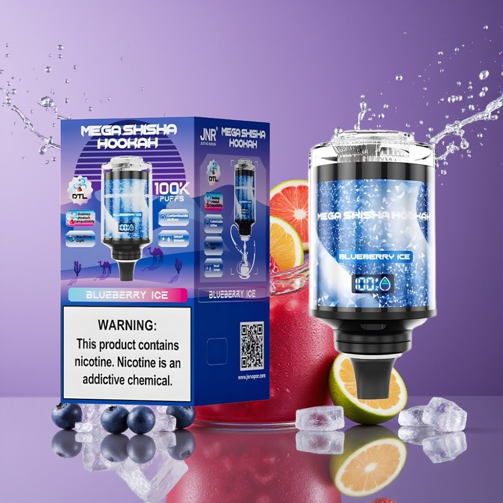 Suomi tukku JNR Mega Shisha Hookah 100K Puffs 60ml Type-C Blueberry Ice