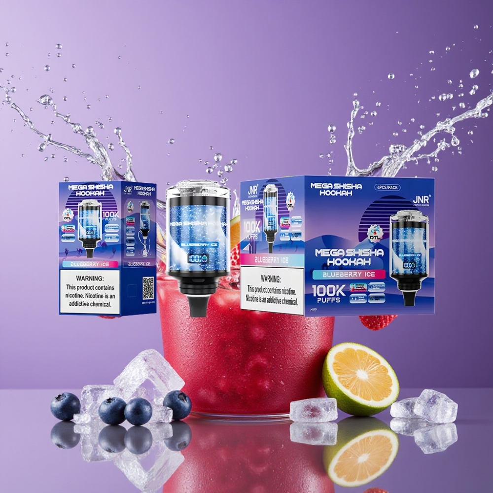 Suomi tukku JNR Mega Shisha Hookah 100K Puffs 60ml Type-C Blueberry Ice