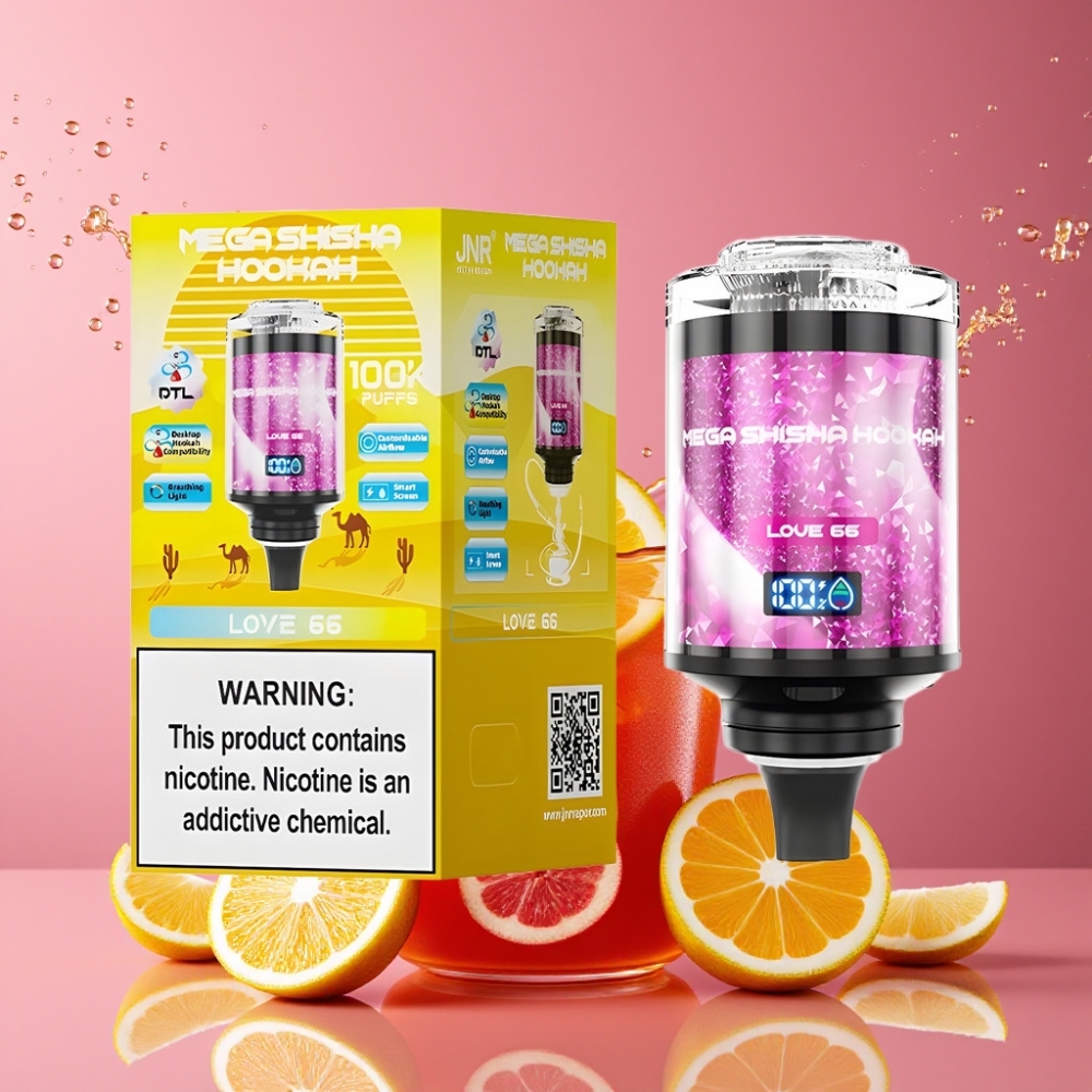 Suomi tukku JNR Mega Shisha Hookah 100K Puffs 60ml e-Liquid 2200mAh Type-C Desktop Compatibility