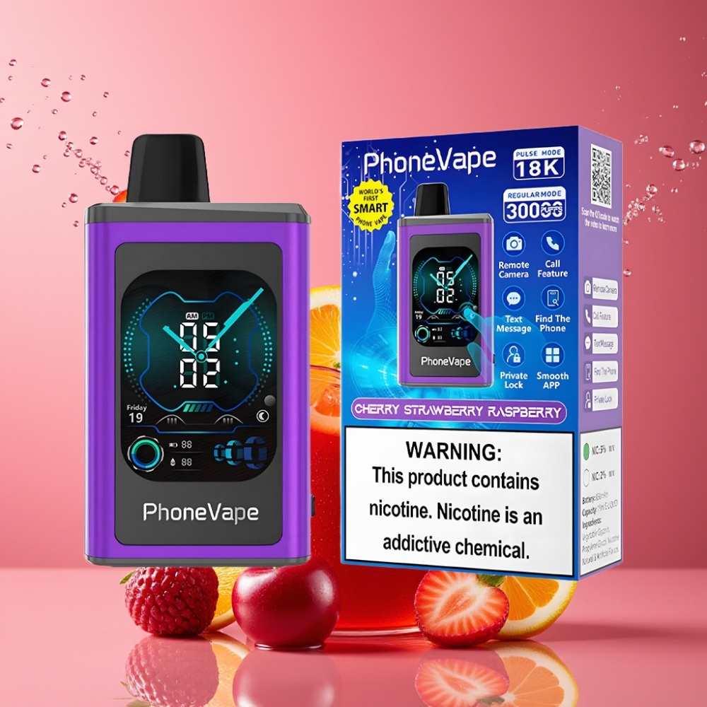 Suomi tukku JNR PhoneVape 30000 puffs Disposable Vape Kirsikka Mansikka Vadelma 850mAh Type-C Ladataan Turbo Mode App Controlled Full Display Screen