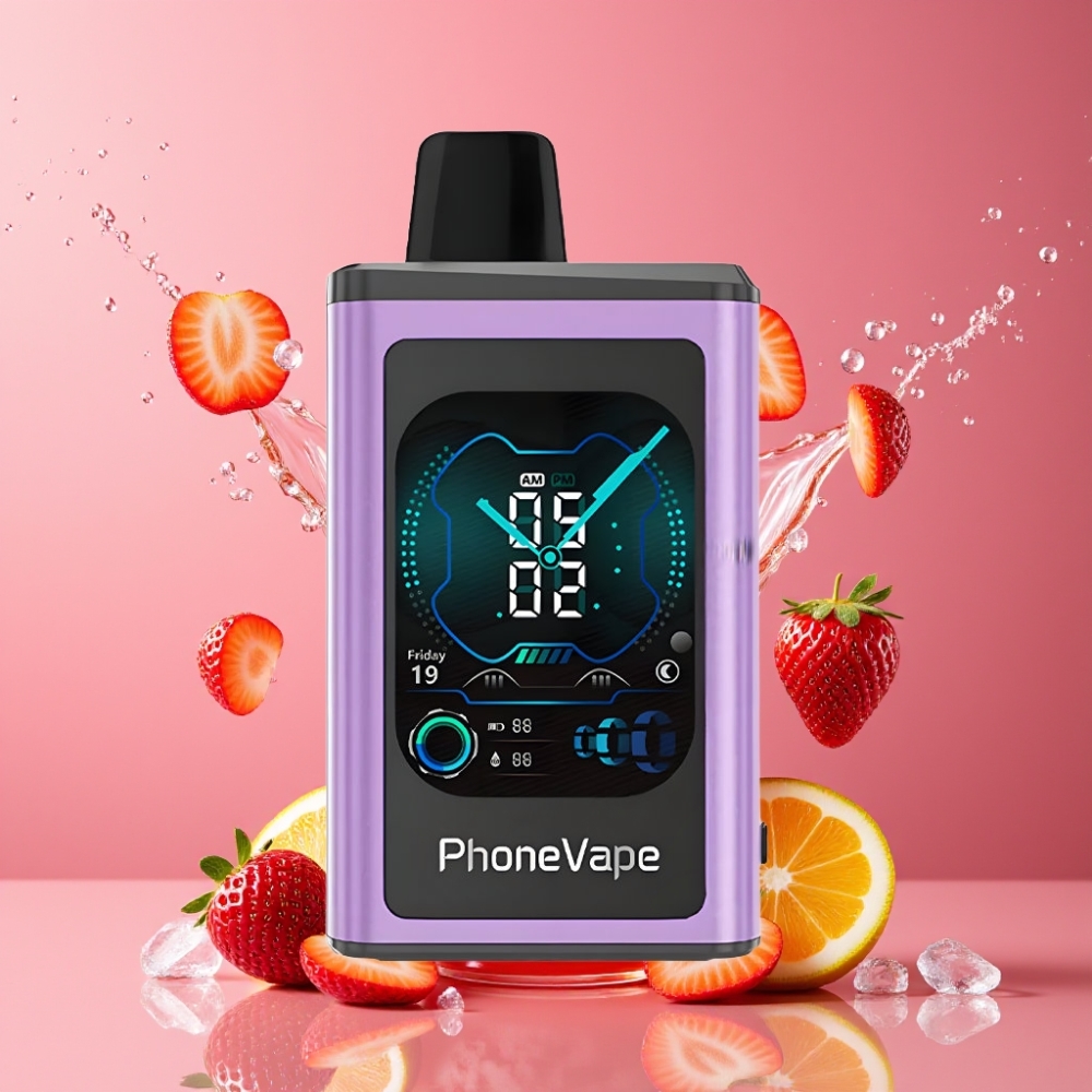 Suomi tukku JNR PhoneVape 30000 puffs Disposable Vape Mansikkajää 850mAh Type-C Ladattava Akku, App Ohjattu, Etäkamera, 2%,5% Nikotiinia
