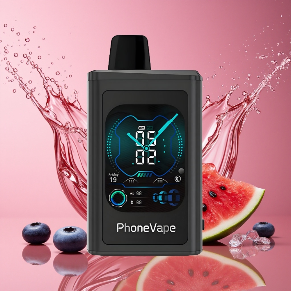 Suomi tukku JNR PhoneVape 30000 puffs Disposable Vape Mustikka-Arbuusi, 850mAh Type-C, App Controlled, Full Display Screen, Nikotiinivahvuus 2%,5%