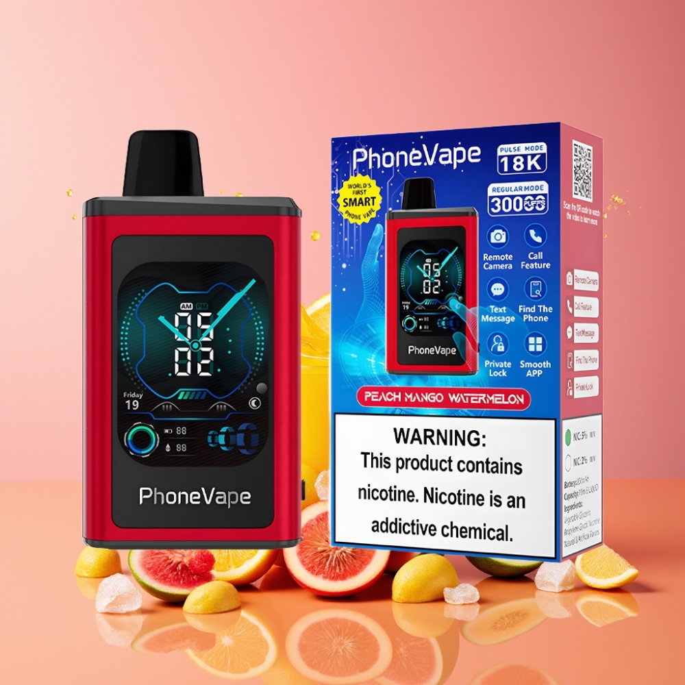 Suomi tukku JNR PhoneVape 30000 puffs Disposable Vape Persikka Mango Vesimeloni – 850mAh Type-C, App Controlled, Turbo Mode, Adjustable Airflow