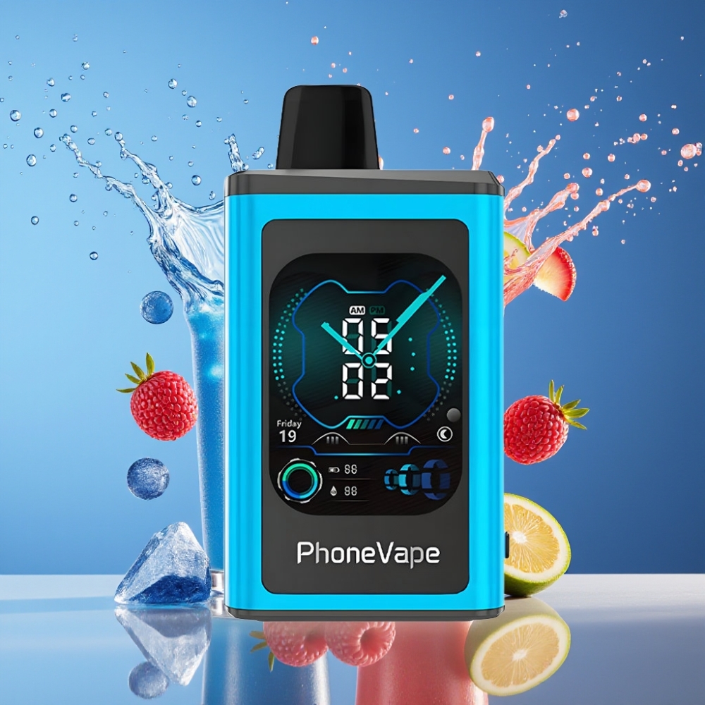 Suomi tukku JNR PhoneVape 30000 puffs Disposable Vape Sininen Vadelma-Jää, 850mAh Type-C, App Controlled, Turbo Mode, Adjustable Airflow
