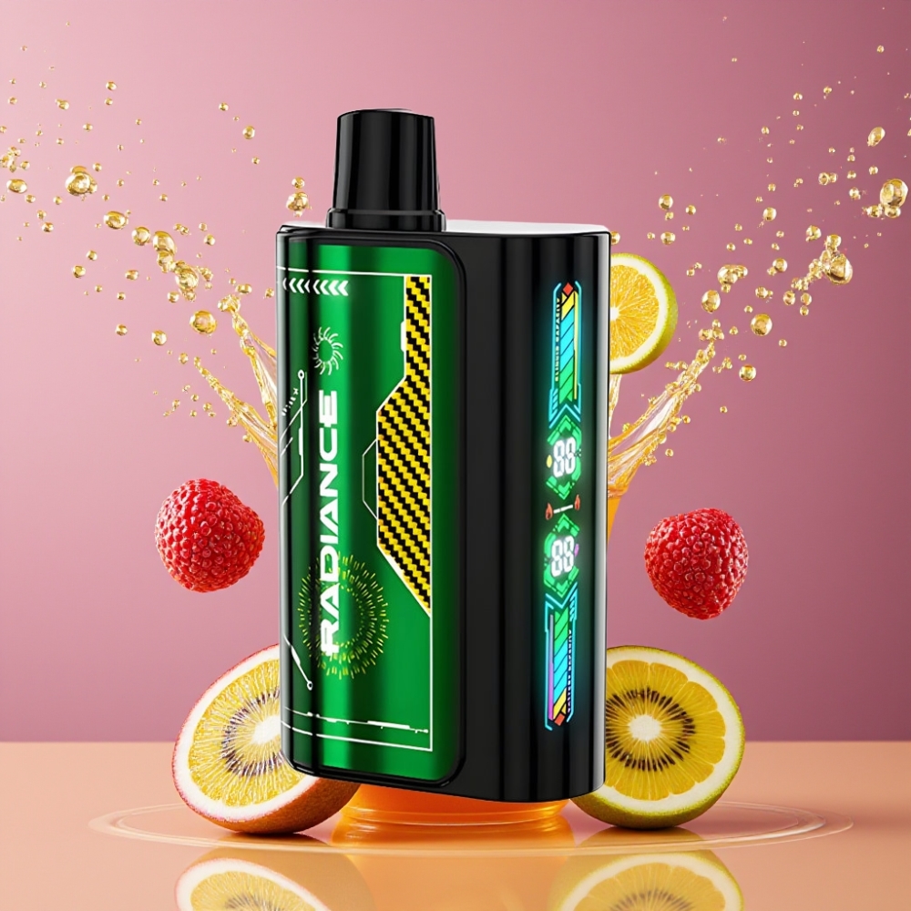 Suomi tukku JNR Radiance 31000 Puffs Disposable Vape 28ml Passion Fruit Kiwi, Dual Mesh Coil, Type-C Charging