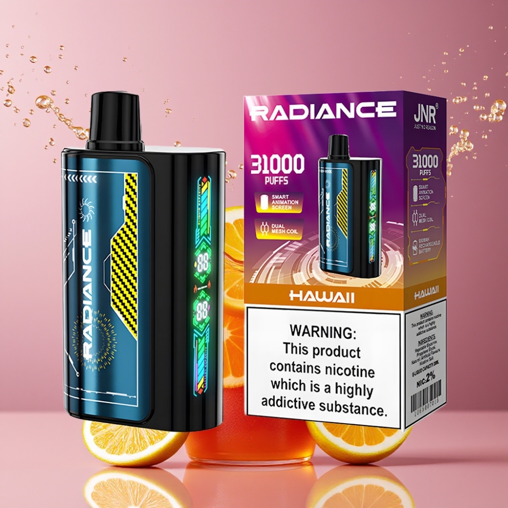 Suomi tukku JNR Radiance 31000 Puffs Disposable Vape Hawaii 28ml Dual Mesh Coil Type-C 2%