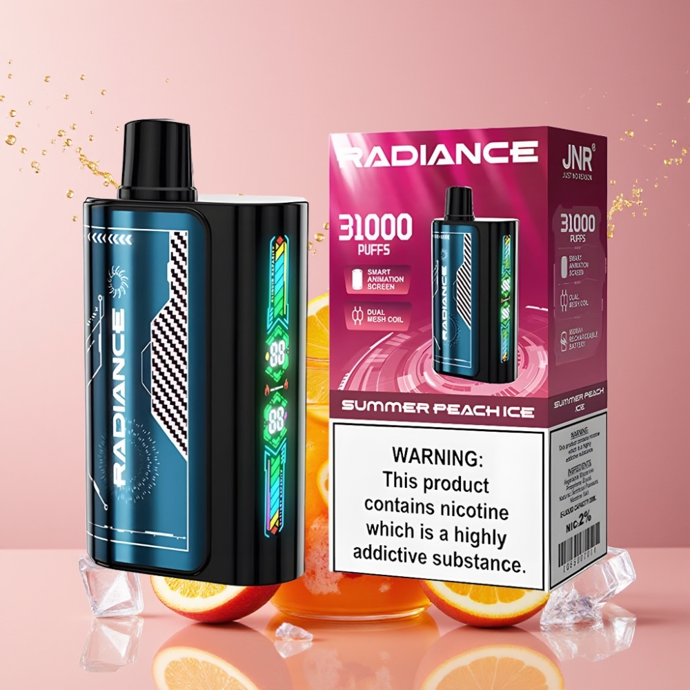 Suomi tukku JNR Radiance 31000 Puffs Disposable Vape Kesäpersikka-Jää 28ml 950mAh Type-C