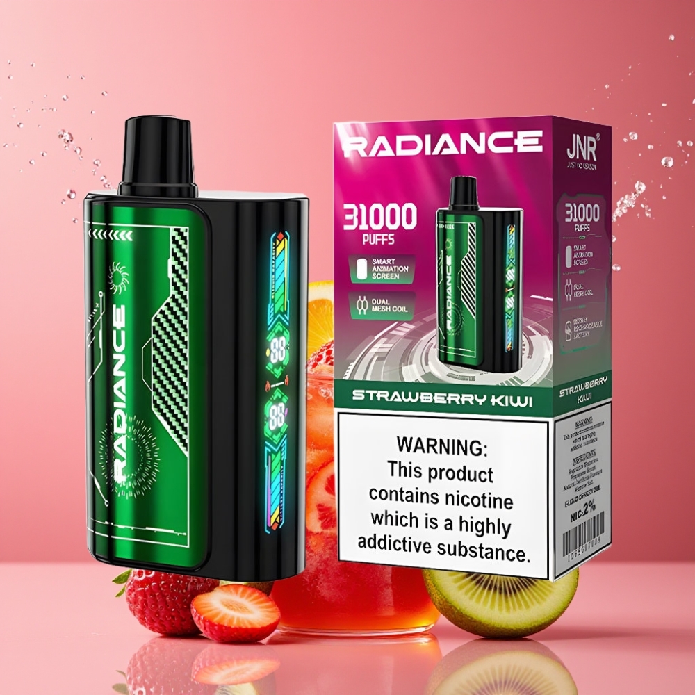 Suomi tukku JNR Radiance 31000 Puffs Disposable Vape Mansikka-Kiivi 28ml E-liquid 950mAh Akku