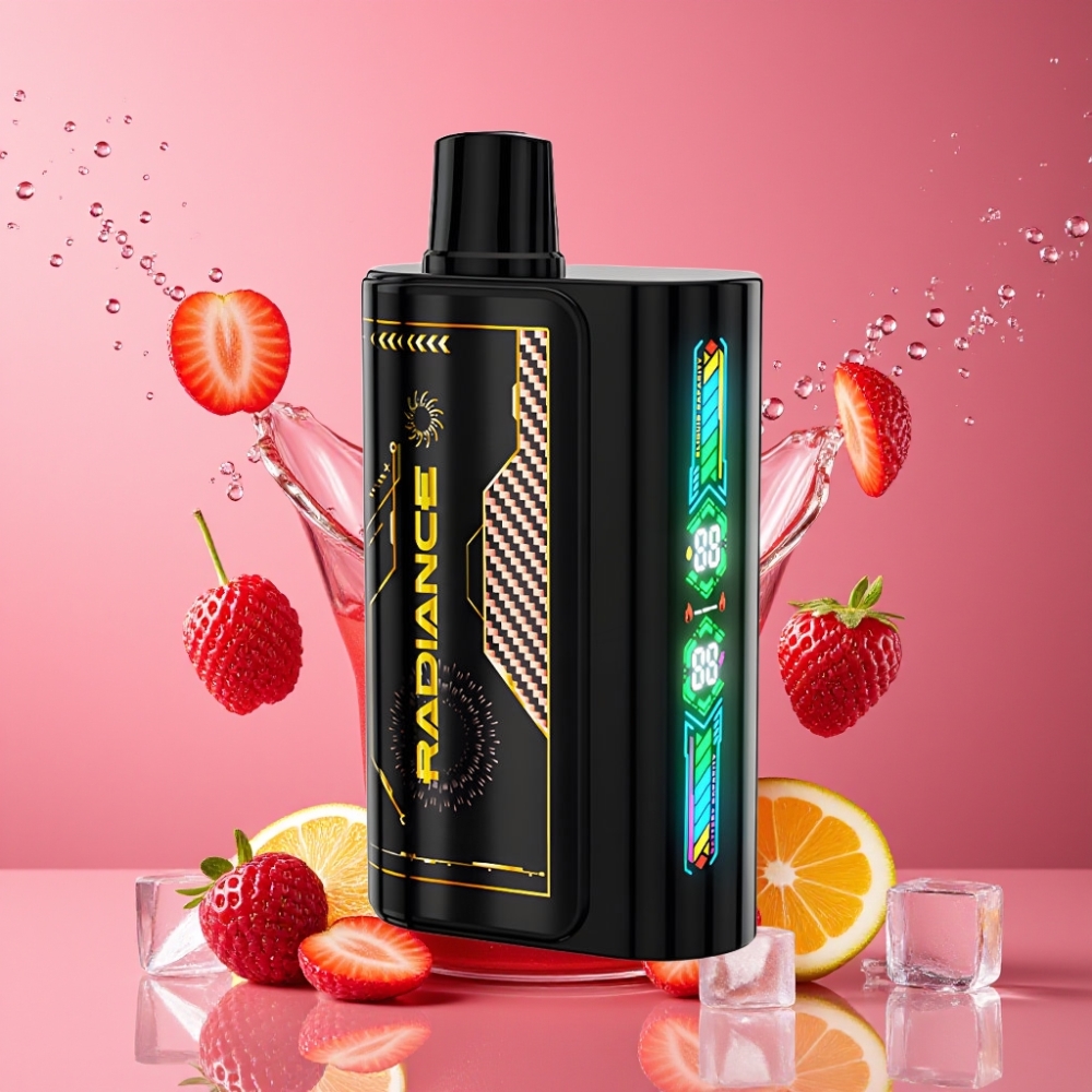 Suomi tukku JNR Radiance 31000 Puffs Disposable Vape Mansikka-Vadelma-Kirsikka Jää, 28ml, 950 mAh, Type-C