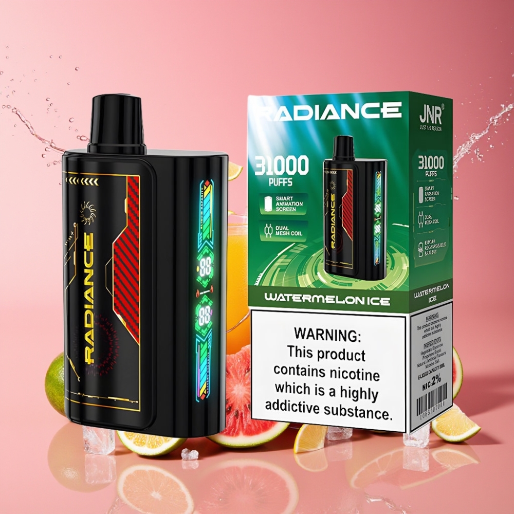 Suomi tukku JNR Radiance 31000 Puffs Disposable Vape Vesimeloni-Jää 28ml/950mAh Type-C