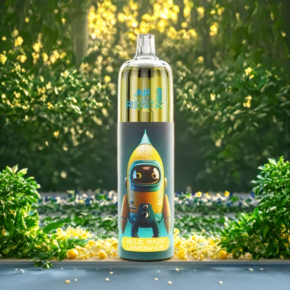 Suomi tukku JNR Rocket X 12400 Puffs Sininen Vadelma-Limonadi – Pienikokoinen, 850mAh Akku, Type-C Lataus, RGB-valot, Säädettävä Ilmanvirtaus