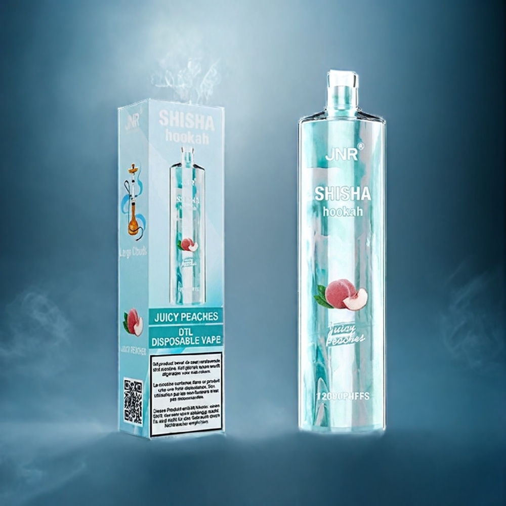 JNR Shisha Hookah 12000 Puffs Vape Juicy Peaches Suomi Tukku 750mAh 24ml Type-C Fast Charging