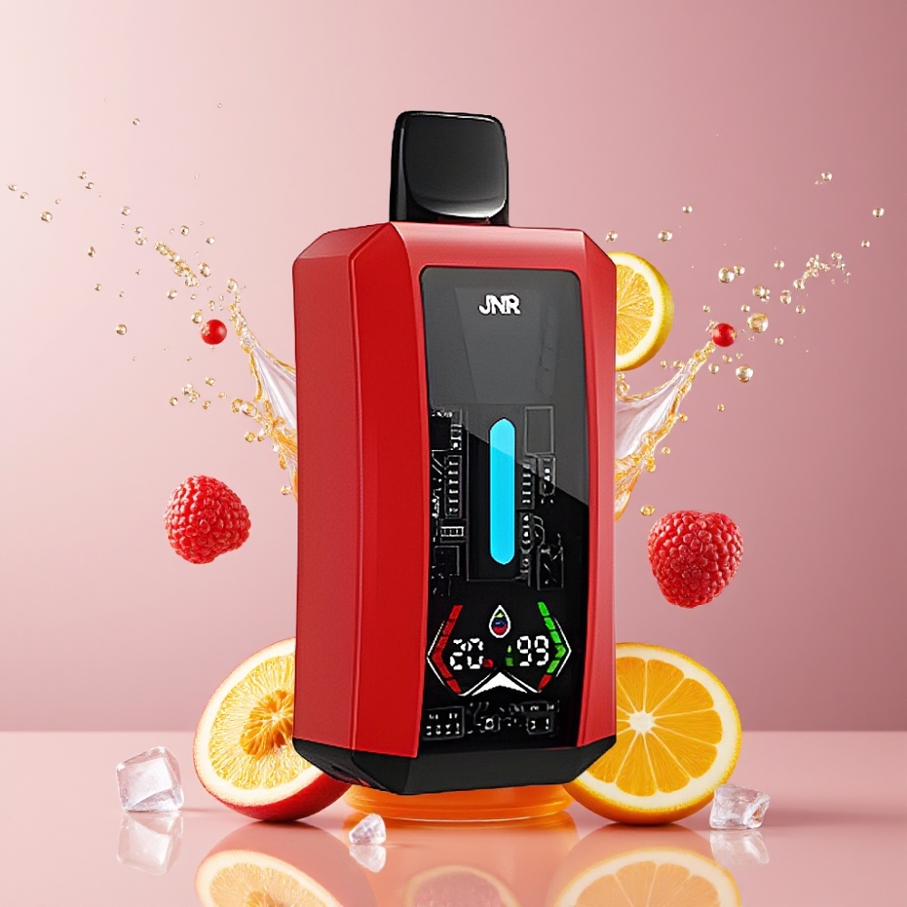 Suomi tukku JNR Tank Pro 33000 Puffs 28ml Kesäpersikka-Jää Disposable Vape – Digital Display, Dual Mesh Coil, Type-C Lataus