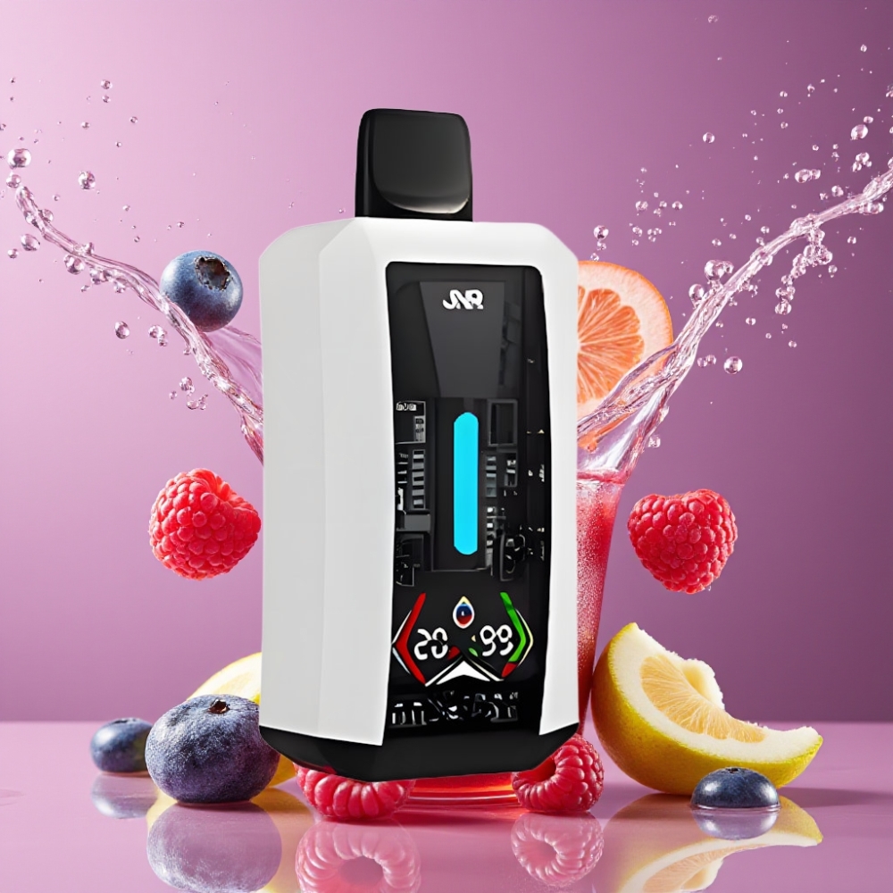 Suomi tukku JNR Tank Pro 33000 Puffs Disposable Vape 28ml Mustikka-Hapanvadelma Digitaalinäyttö Dual Mesh Coil Type-C