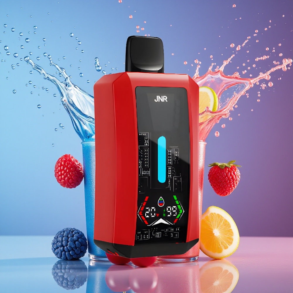 Suomi tukku JNR Tank Pro 33000 Puffs Disposable Vape 28ml Sininen Vadelma-Kirsikka, Dual Mesh Coil, Type-C Lataus