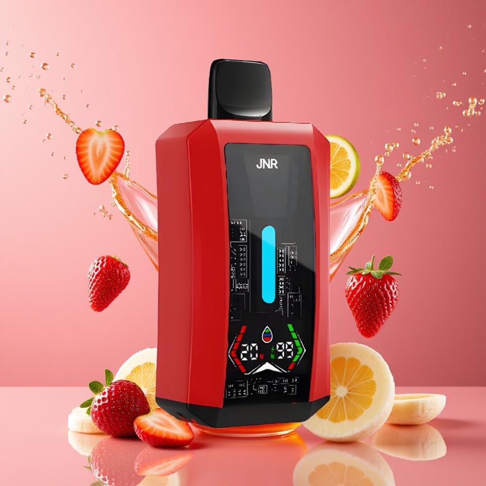 Suomi tukku JNR Tank Pro 33000 Puffs Disposable Vape Mansikka-Banaani 28ml e-Liquid 850mAh Type-C