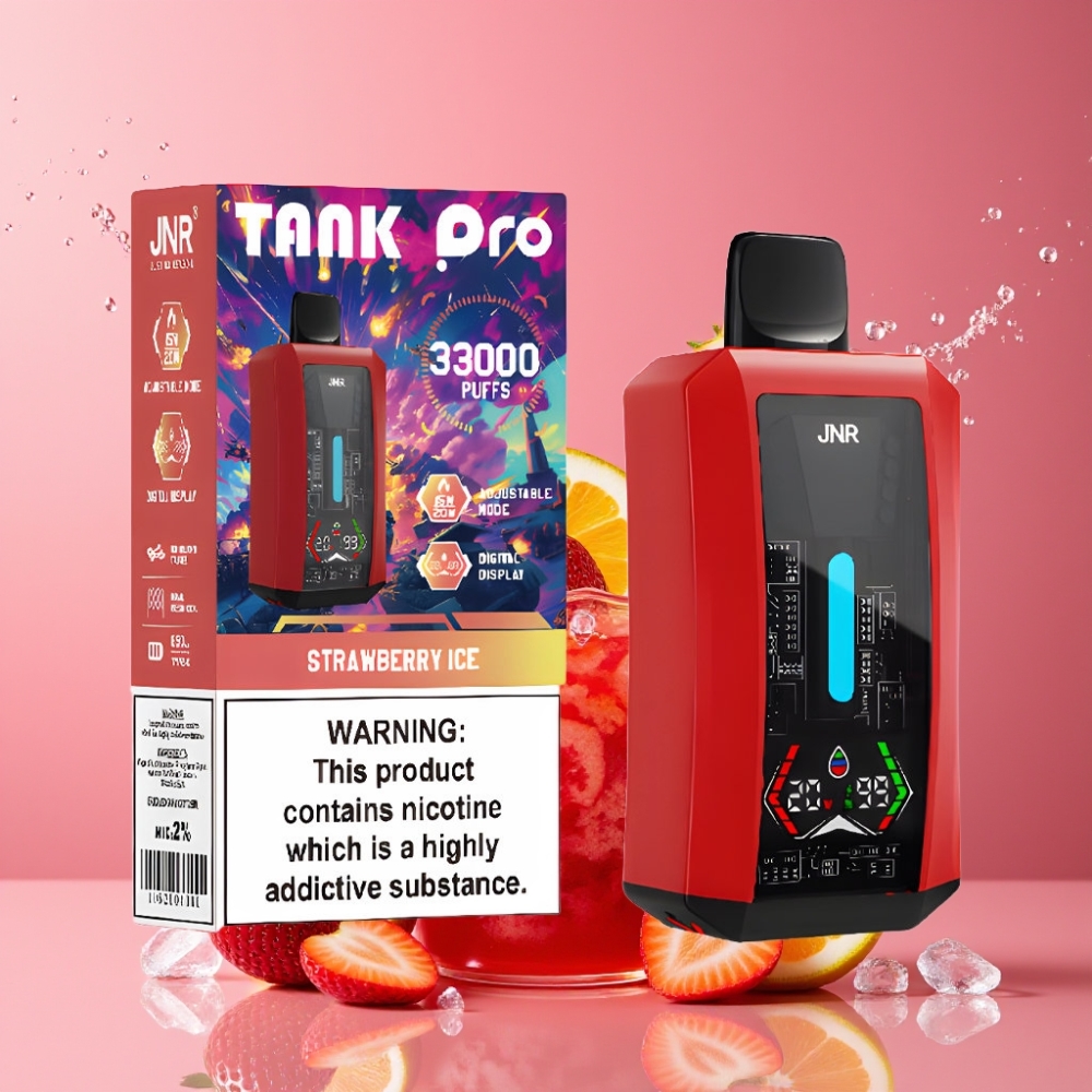 Suomi tukku JNR Tank Pro 33000 Puffs Disposable Vape Mansikkajää 28ml Dual Mesh Coil Type-C