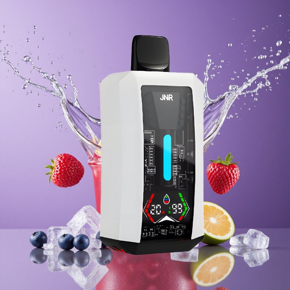 Suomi tukku JNR Tank Pro 33000 Puffs Disposable Vape Mustikka-Jää 28ml e-Liquid, Digital Display, Type-C Charging