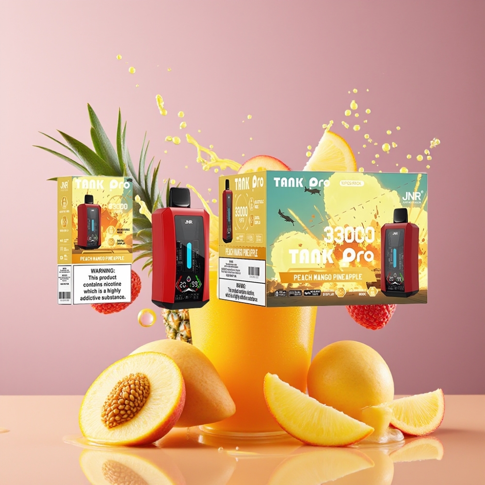 Suomi tukku JNR Tank Pro 33000 Puffs Disposable Vape Persikka Mango Ananas 28ml 850mAh Type-C