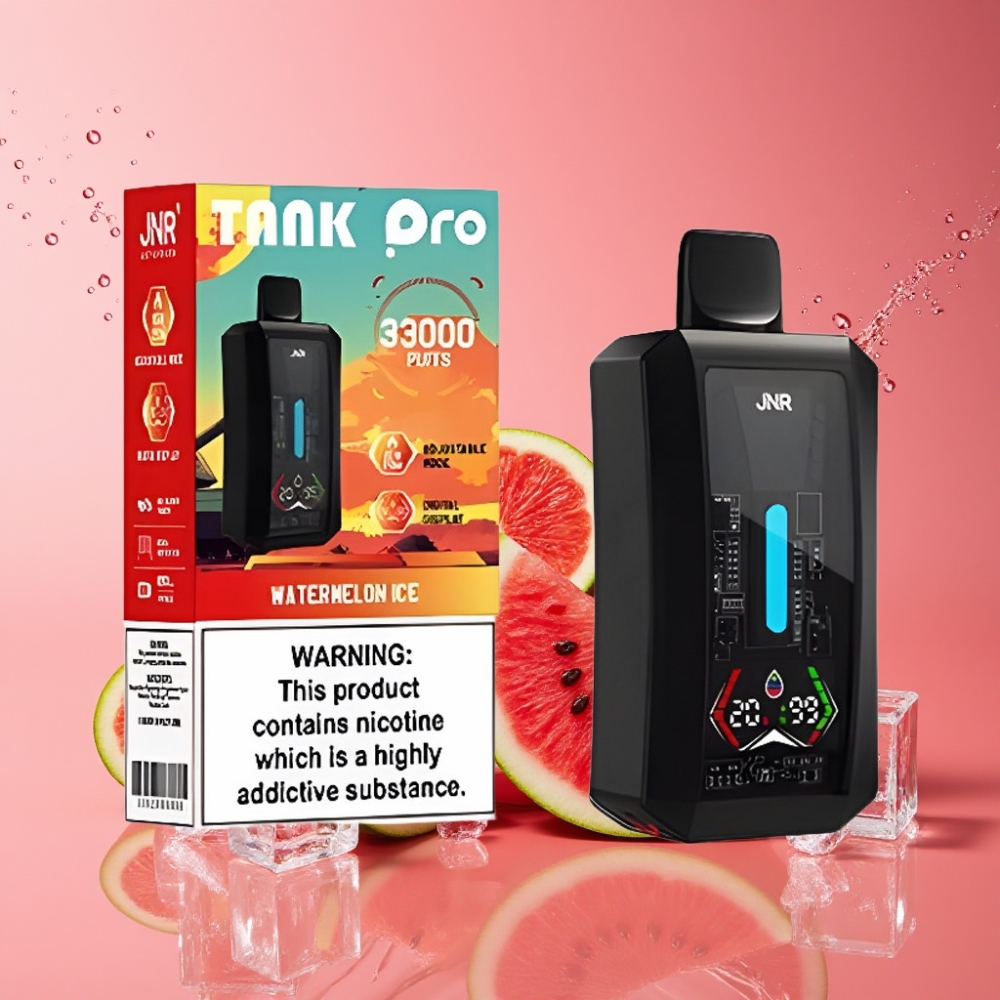 Suomi tukku JNR Tank Pro 33000 Puffs Disposable Vape Vesimeloni-Jää 28ml e-Liquid 850mAh Type-C