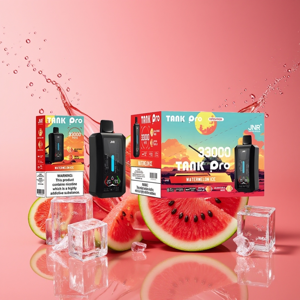 Suomi tukku JNR Tank Pro 33000 Puffs Disposable Vape Vesimeloni-Jää 28ml e-Liquid 850mAh Type-C