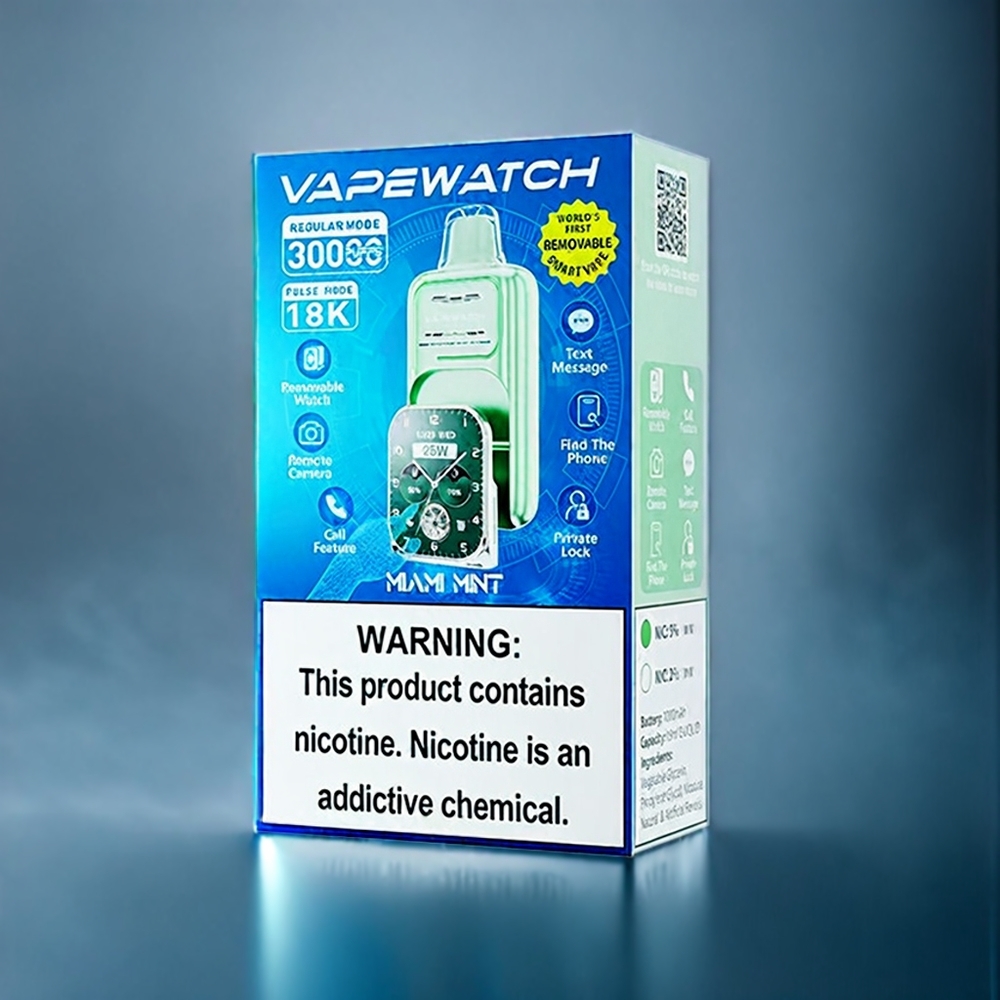 Suomi tukku JNR Vape Watch 30000 Puffs Miami Mint 1000mAh 19mL 5% Type-C