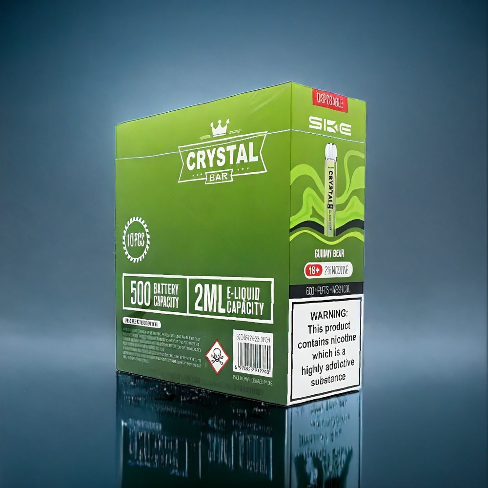 Suomi tukku SKE Crystal BAR 600 500mAh 2.0ml 0%/2% Nikotiini Gummy Bear Hajuste 600 Puffs