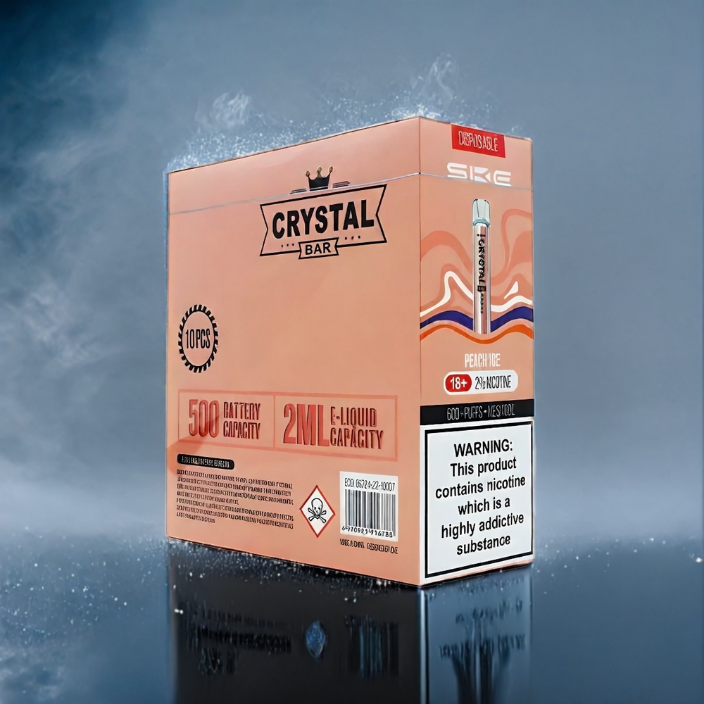 Suomi tukku SKE Crystal BAR 600 500mAh 2.0ml Persikka Jää 600 Puffs Mesh Coil