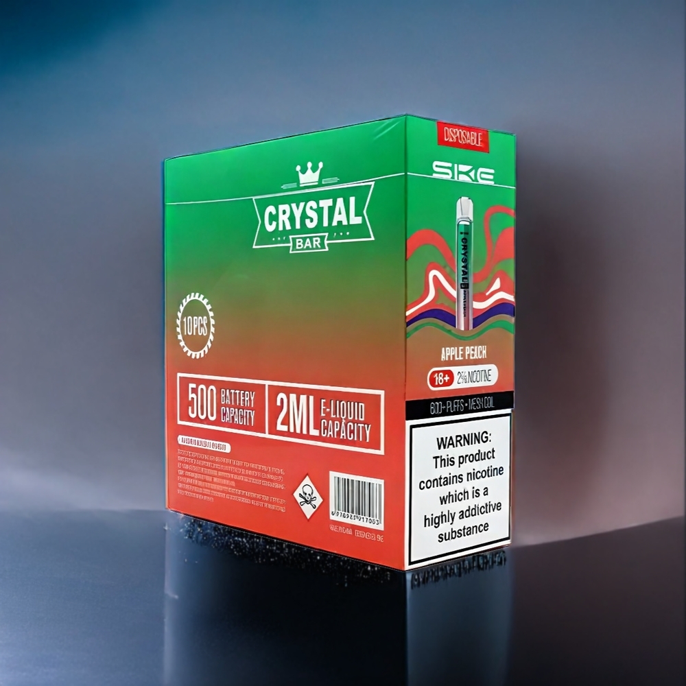 Suomi tukku SKE Crystal Bar 600 Vape Omena Persikka 0% Nikotiinia 500mAh Akku 600 Puffia