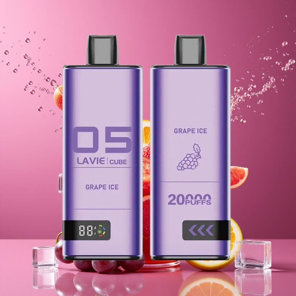 Suomi tukku Lavie Cube 20000 Puffs Disposable Vape 28ML Type-C 600mAh Viinijää (Grape Ice)