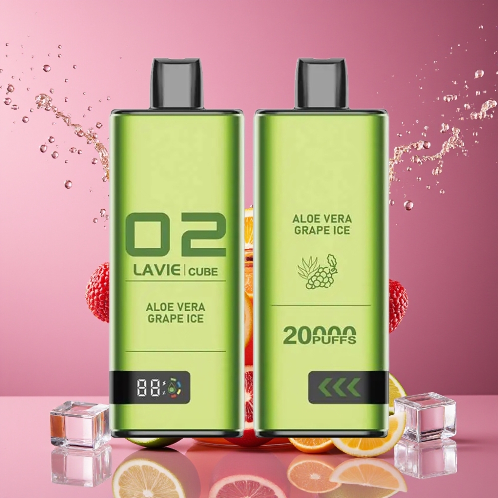 Suomi tukku Lavie Cube 20000 Puffs Disposable Vape Aloe Vera Grape Ice 28ML 5% Salt Nicotine Type C