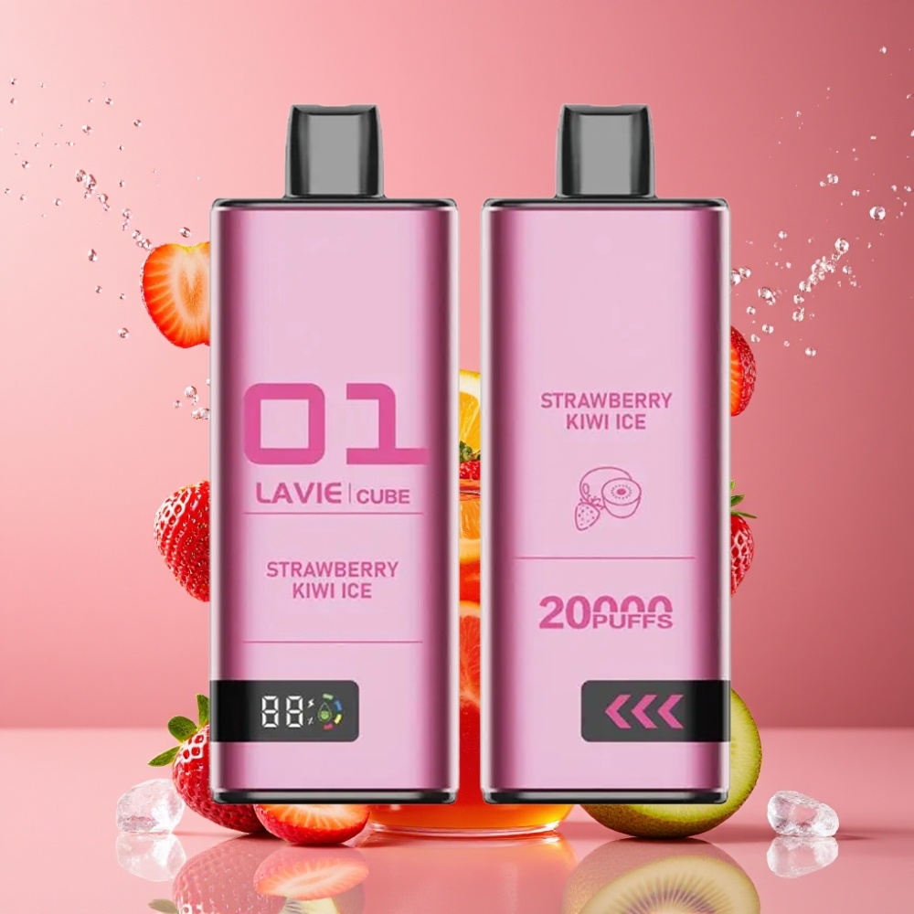 Suomi tukku Lavie Cube 20000 Puffs Disposable Vape Mansikka-Kiivi Jää 28ML 600mAh Type-C