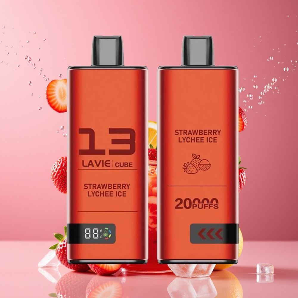 Suomi tukku Lavie Cube 20000 Puffs Disposable Vape Mansikka-Litsijää 28ML 600mAh Type-C
