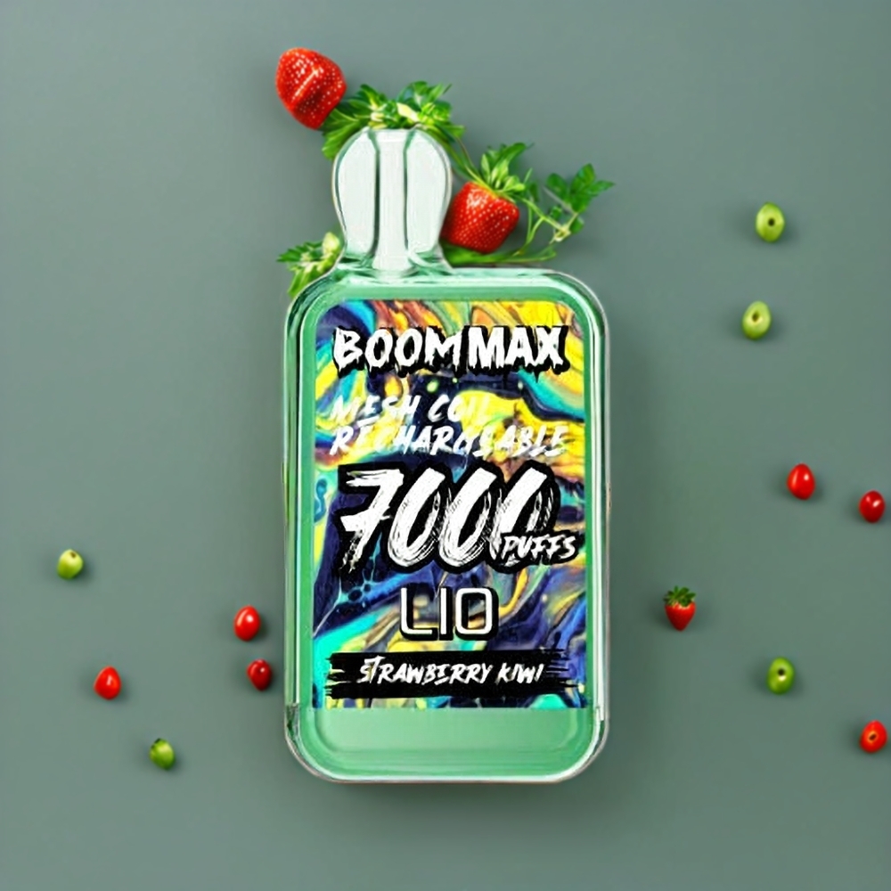 Suomi tukku LIO BOOM MAX 7000 Puffs Disposable Vape Mansikka-Kiivi 15ml 50mg 650mAh Type-C