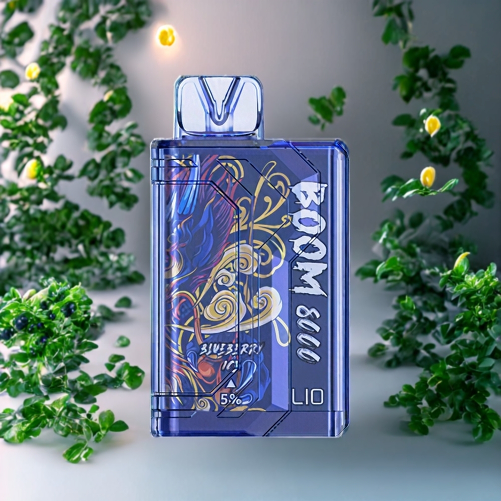 Suomi tukku LIO BOOM PRO 8000 Puffs Disposable Vape Mustikka-Jää 650mAh Type-C Lataus 15ml Nestemäistä 5% Nikotiinia Mesh Käämit
