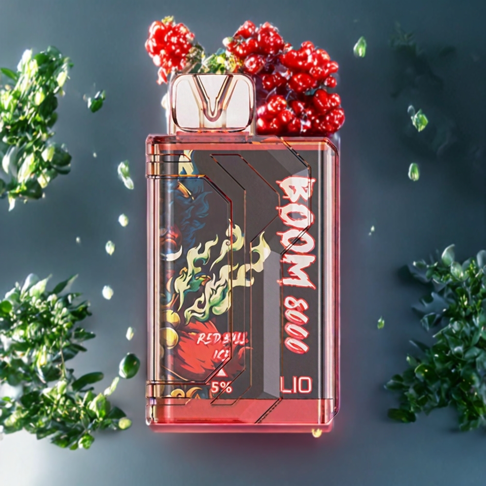 Suomi tukku LIO BOOM PRO 8000 Puffs Disposable Vape Red Bull Ice – 15ml/5% Nikotiinia, 650mAh Type-C Lataus, Mesh Coil