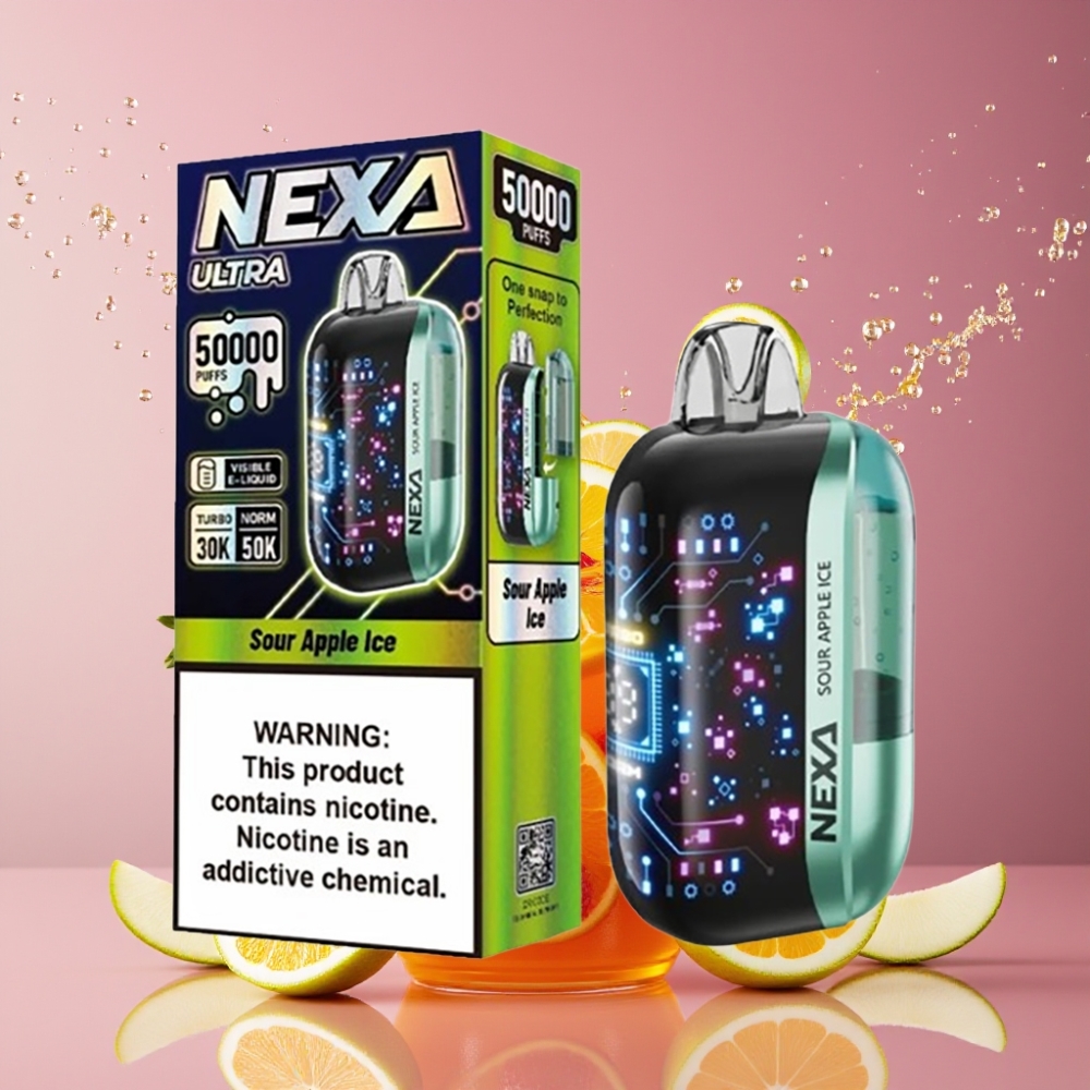 NEXA Ultra 50K Suomi Tukku Disposable Vape – 20ml, 50000 Puffs, 5% Nicotine, Sour Apple Ice