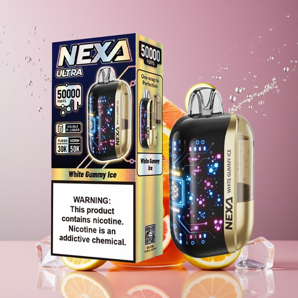 Suomi Tukku NEXA Ultra 50K Disposable Vape Valkoinen Kumi-Jää 20ml 800mAh 5% Nikotiinia